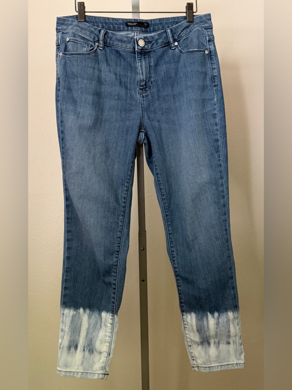 Simply Vera Vera Wang Blue Dip-Dye Ankle Jeans, Size 12